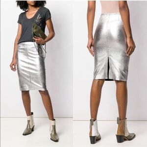 NWT Zadig & Voltaire Jaden Silver Skirt Size 34 US XS